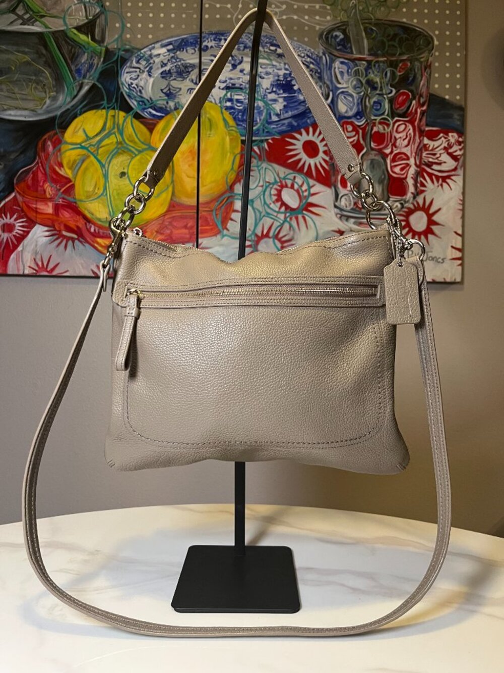 Coach Poppy Perri Hippie Taupe Pebbled Leather Bag 22421 + COA